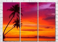 Pictură Magic Color Two palm trees against a Pink sunset (3469185)