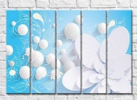 Картина Magic Color White balloons and flower on a Blue background (3551917)