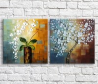 Картина Magic Color White cherry blossoms and vase, oil, diptych (3467651)