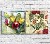 Картина Magic Color White magnolias and orchids on the background of abstraction, diptych (3467665)