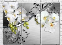 Картина Magic Color White orchid feta on a Silver background (3517840)