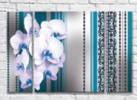 Картина Magic Color White orchid on a Blue background with Black patterns (3565135)