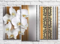 Картина Magic Color White orchid on a Yellow background with Black patterns (3565200)