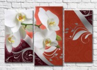 Картина Magic Color White orchid on an Orange background with Silver patterns (3565184)