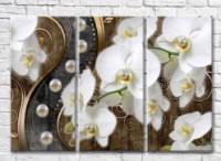 Картина Magic Color White orchid with pearls on a Bronze background (3565122)