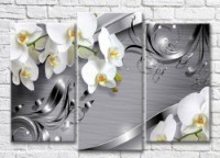 Картина Magic Color White orchids and steel patterns on a Gray background (3565195)