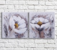 Картина Magic Color White poppies in watercolor on a White background, diptych (3467675)