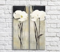 Картина Magic Color White poppies on a Black background, abstraction, diptych (3467637)
