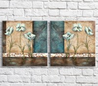 Картина Magic Color White poppies on a Brown background, oil (3467674)