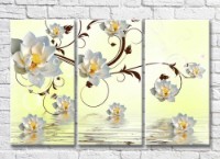 Картина Magic Color White water lilies on a Yellow background (3517894)