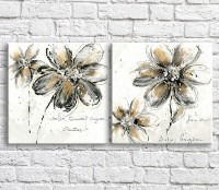 Картина Magic Color White/Brown chrysanthemums on a Bright/White background, diptych (3467649)