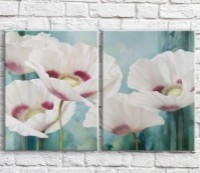 Картина Magic Color White/Red poppies on a Blue background, diptych (3467657)