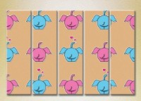 Pictură Rainbow Polyptych Elephants (2231813)