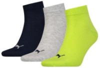 Ciorapi pentru bărbați Puma Unisex Quarter Plain 3P Black/Gray/Lime 43-46