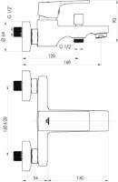 Смеситель для ванны Rubineta Modena-10/K (MD10K08) фото №2 — интернет-магазин Desire.md