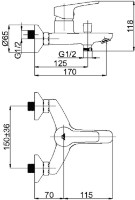 Смеситель для ванны Rubineta UNO-10/K (N10D01) фото №2 — интернет-магазин Desire.md