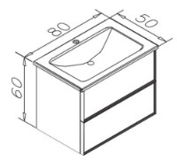 Шкаф с умывальником Orka Lucca 80 Legnano Blackglass (03287) фото №3 — интернет-магазин Desire.md