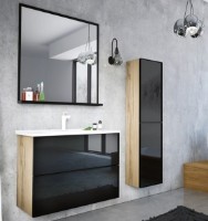 Шкаф с умывальником Orka Lucca 80 Legnano Blackglass (03287) фото №4 — интернет-магазин Desire.md