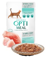 Hrană umedă pentru pisici Optimeal Adult Cats Sterilised Turkey & Chicken 4x85g