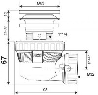 Sifon pentru lavoar Wirquin Nano Quick-Clack D32 (30120520) imaginea #3 — magazin online Desire.md