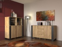 Витрина Sokme Олд Вуд 2Д Дуб Крафт Золотой/Черный фото №3 — интернет-магазин Desire.md