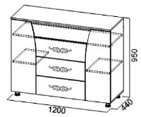 Комод SV-Мебель Лагуна 7 1200 Ясень Шимо Темный/Жемчуг фото №2 — интернет-магазин Desire.md
