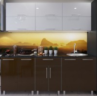 Bucătărie Bafimob Modern (High Gloss) 1.8m no glass White/Brown