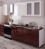 Bucătărie Bafimob Lena (High Gloss) 2.0m White/Bordo