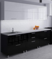 Кухонный гарнитур Bafimob Blum (High Gloss) 2.4m White/Black