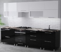 Кухонный гарнитур Bafimob Blum (High Gloss) 2.8m White/Black
