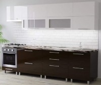 Bucătărie Bafimob Blum (High Gloss) 2.8m White/Brown