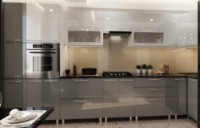 Bucătărie Bafimob Corner (High Gloss) 4.1x0.9m Eco Grey/White