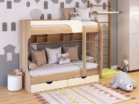 Детская кровать Пехотин Юнга Дуб Молочный/Ваниль фото №2 — интернет-магазин Desire.md