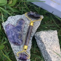 Роликовый массажер для лица Ebag Set Roller and Gua Sha Violet фото №2 — интернет-магазин Desire.md