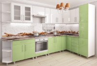 Bucătărie Bafimob Corner (High Gloss) 3.4x1.7m White/Green