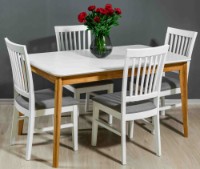 Masă pentru bucătărie MobiCasa Mary 185/140x80 White/Natur Wax imaginea #4 — magazin online Desire.md