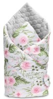 Plic pentru bebeluși Sensillo Velvet Wrap Flowers Grey (4231)