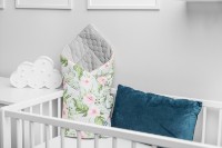 Plic pentru bebeluși Sensillo Velvet Wrap Flowers Grey (4231) imaginea #3 — magazin online Desire.md