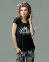 Pijama Ajoure T23384 Leaves Black L imaginea #2 — magazin online Desire.md