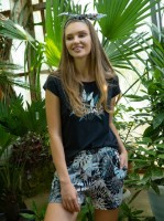 Пижама Ajoure T23386 Leaves Black L фото №1 — интернет-магазин Desire.md