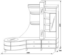 Гостиная КМК Орфей 12 R Бодяга/Белое Серебро (0365.1) фото №2 — интернет-магазин Desire.md