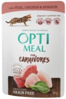 Hrană umedă pentru pisici Optimeal Adult Cats Grain Free Veal & Chicken & Spinach 12pcs