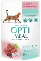 Hrană umedă pentru pisici Optimeal Adult Cats Veal in Cranberry Sauce 85g
