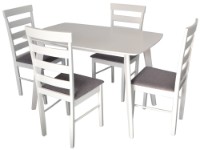 Set masă și scaune Evelin Cooper White + 4 Gloria White/NV-10WP Grey