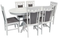Комплект для столовой Evelin HV 31V White + 6 стульев Deppa R White/NV-10WP Grey