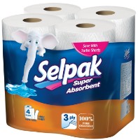 Бумажные полотенца Selpak Super Absorbent 3 слоя 4 рулона