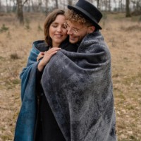 Pătura IBENA Jacquard Rockhampton 150x200cm Dark Grey/Petrol imaginea #2 — magazin online Desire.md