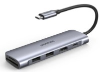 Док-станция UGreen USB-C to 2xUSB 3.0-A+HDMI+TF/SD Space Gray (70411)