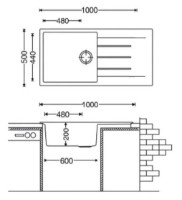 Chiuvetă de bucătărie Fabiano Classic 100x50 Beton imaginea #2 — magazin online Desire.md