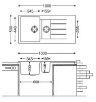 Chiuvetă de bucătărie Fabiano Classic 100x50x15 Beton imaginea #2 — magazin online Desire.md